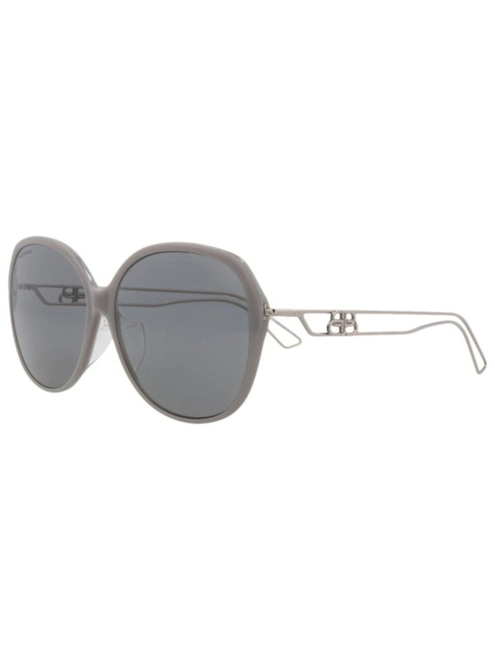 New Balenciaga Women's Sunglasses Round Oval Acetate Frame Grey Ruthenium Grey